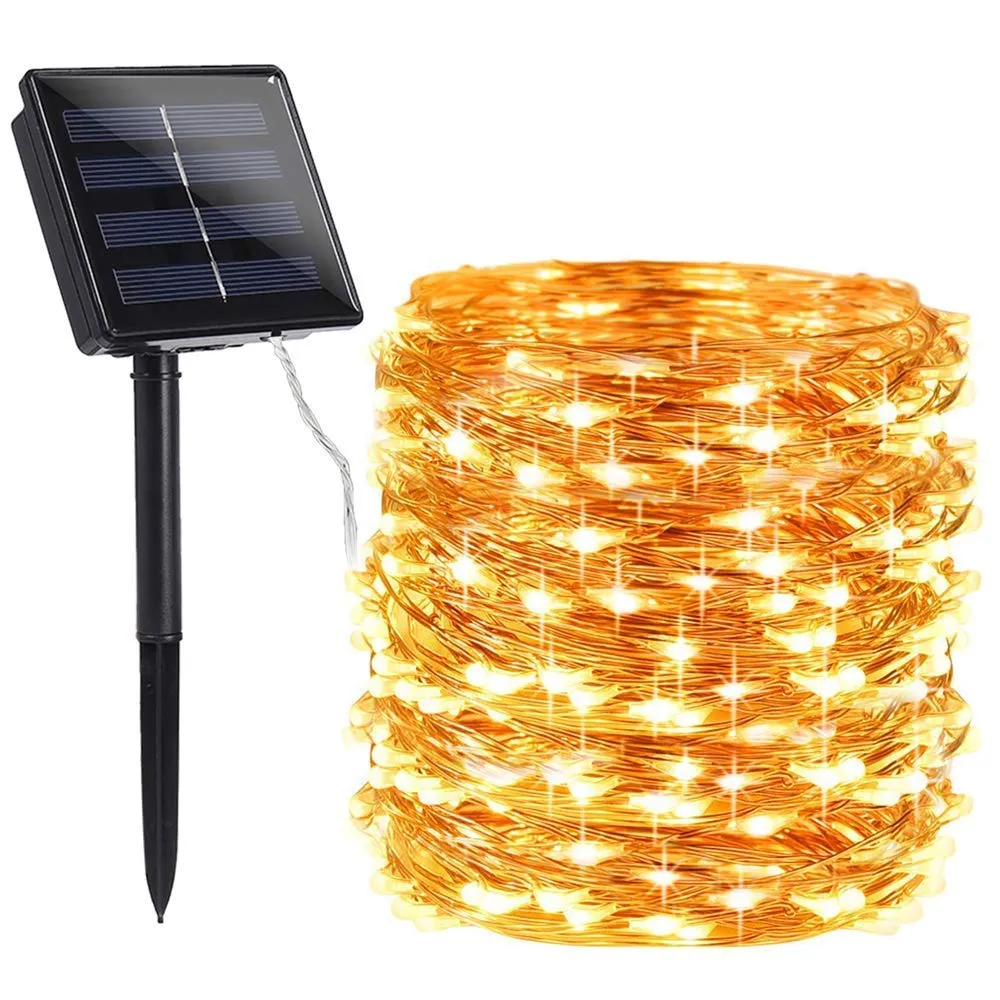 100 Warm White LED Solar Micro String Lights