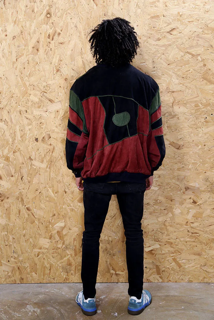 Abstract Suede Bomber Jacket