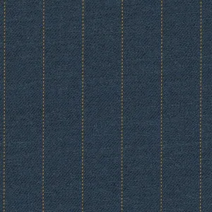 Airforce Blue/Mustard Pin Dot Stripe 1/2 inch Super 140's All Wool Suiting By Holland & Sherry