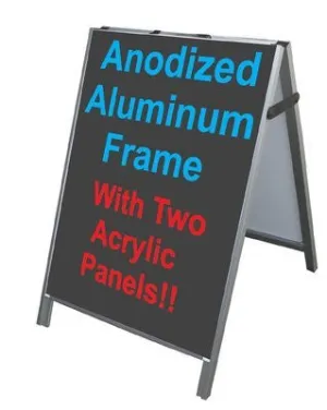 Aluminum A-Frame 24"x36" Double Sided Sidewalk Sign W/ 2 Black Acrylic Panels