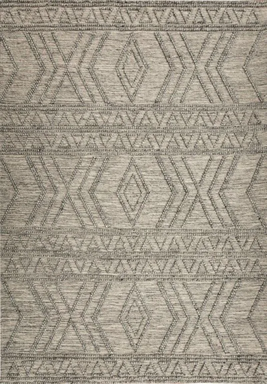 Amelia 155cm x225cm Tribal Textured Hypo-Allergenic Wool Rug - Grey