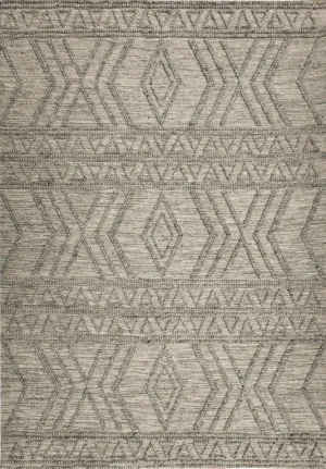 Amelia 155cm x225cm Tribal Textured Hypo-Allergenic Wool Rug - Grey