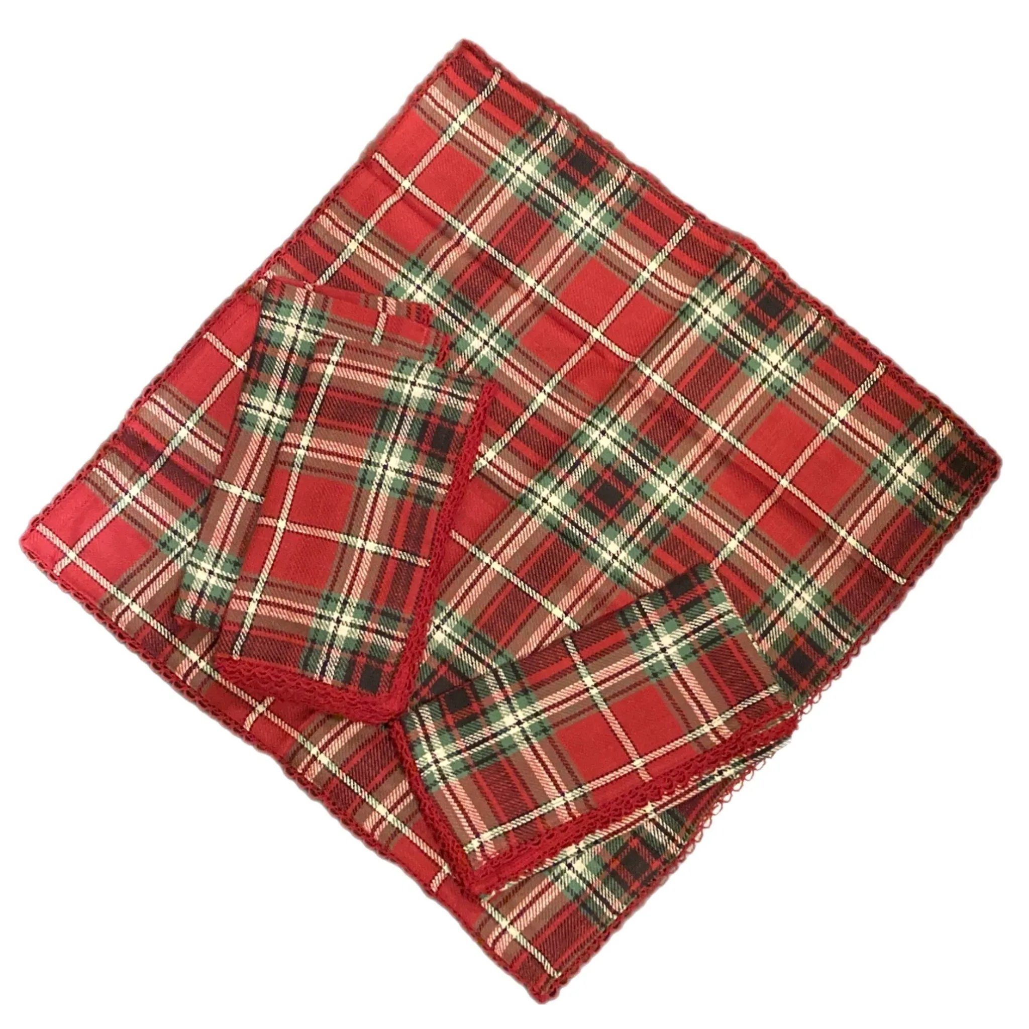 April Cornell Tartan Linen Napkin: Red, INDIVIDUALLY SOLD