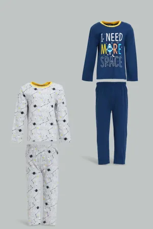 Baby Boys Navy And Grey Pyjama Set (Pack of 2)