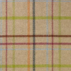 Beige with Blue, Pink and Green Plaid Check Coating