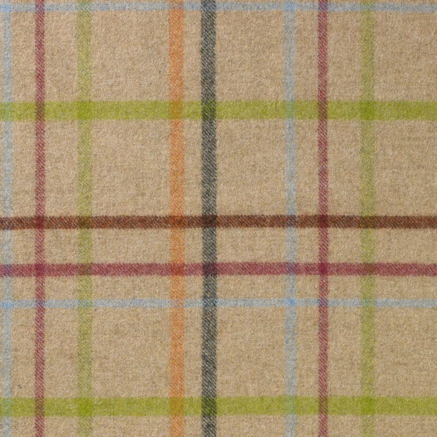 Beige with Blue, Pink and Green Plaid Check Coating