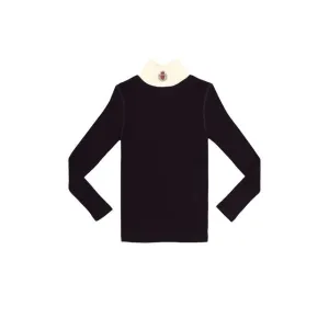 Black Logo Rib Mock Neck