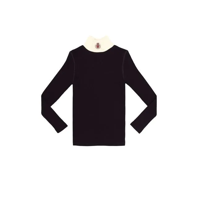 Black Logo Rib Mock Neck