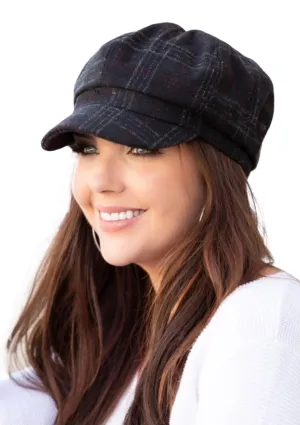 Black Plaid Newsboy Caps