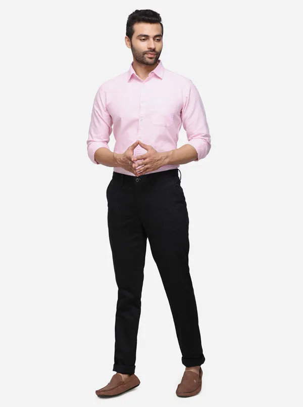 Black Solid Uno Fit Casual Trouser | JadeBlue