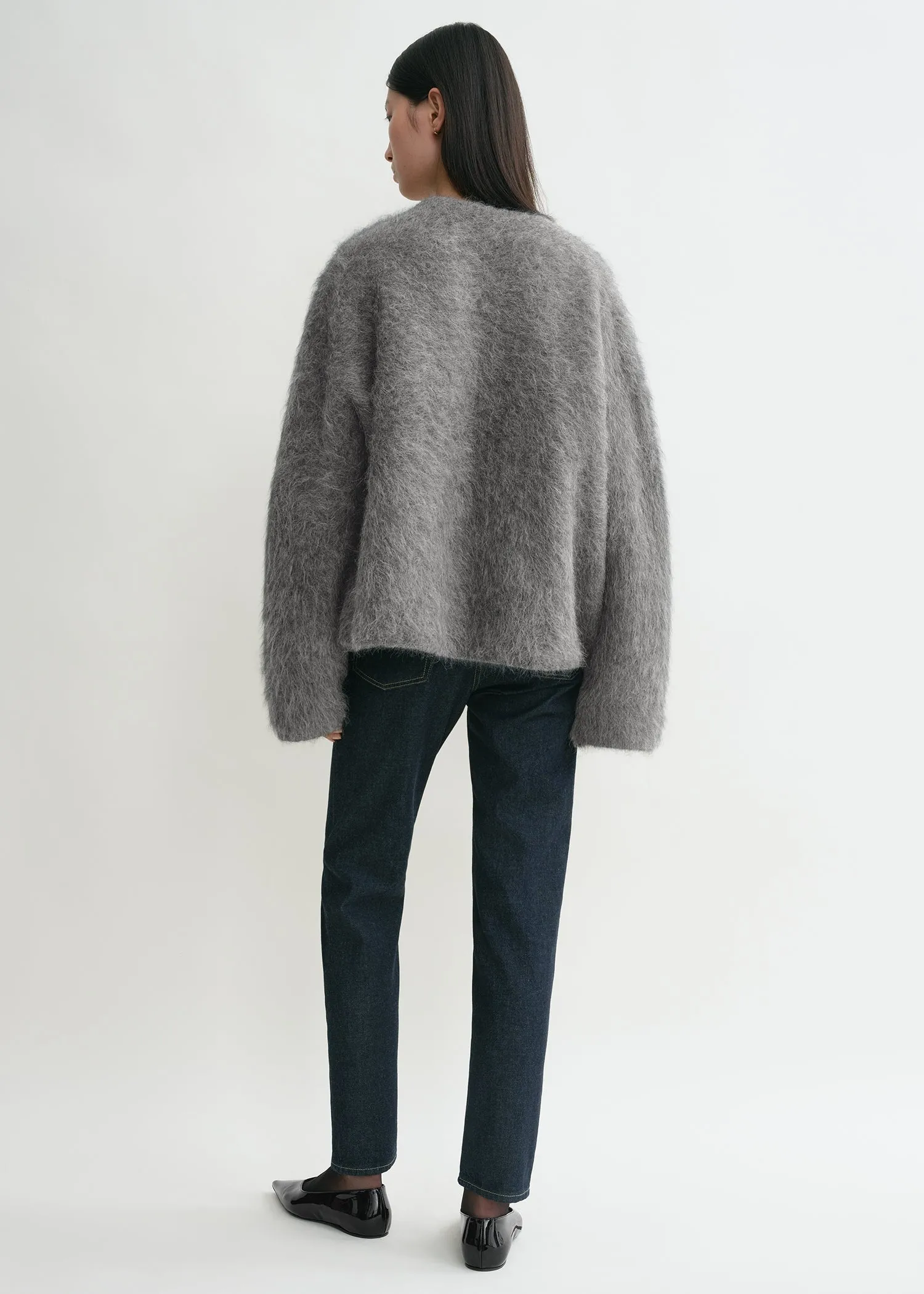 Boxy alpaca knit dark grey melange