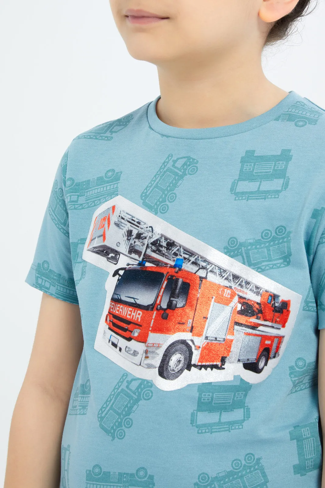 Boys Blue Printed T-Shirt