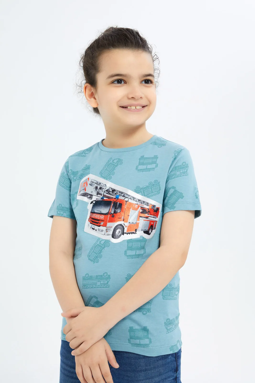 Boys Blue Printed T-Shirt