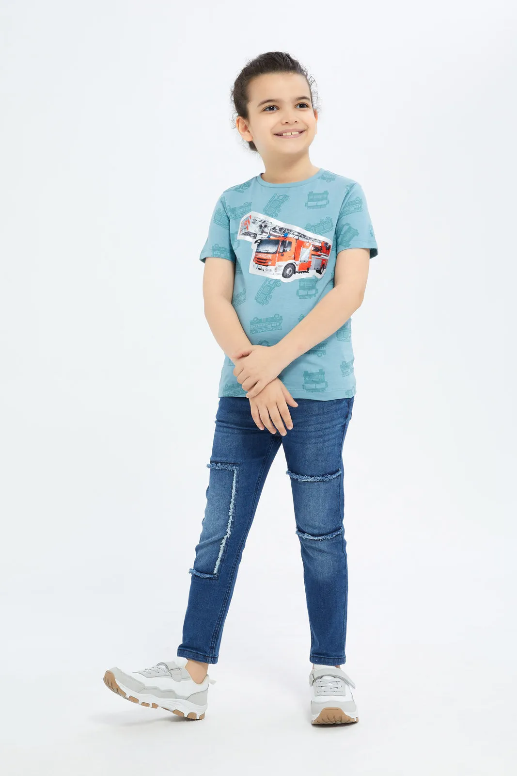 Boys Blue Printed T-Shirt