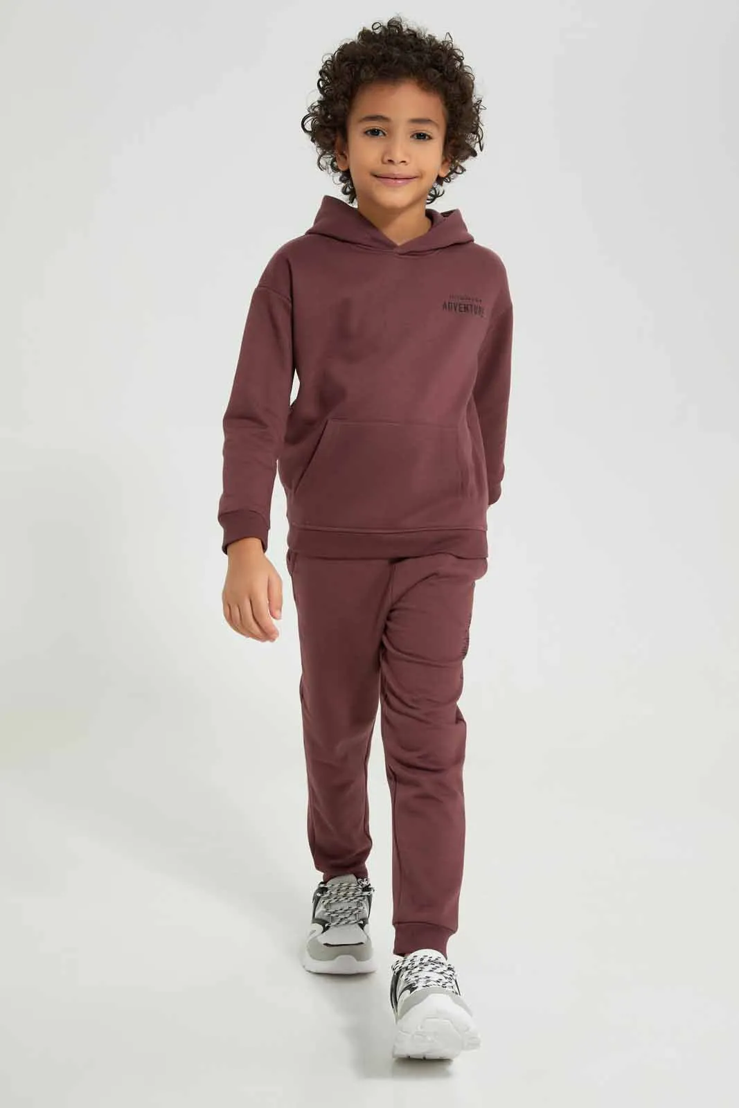 Boys Burgundy Slogan Print Jogger