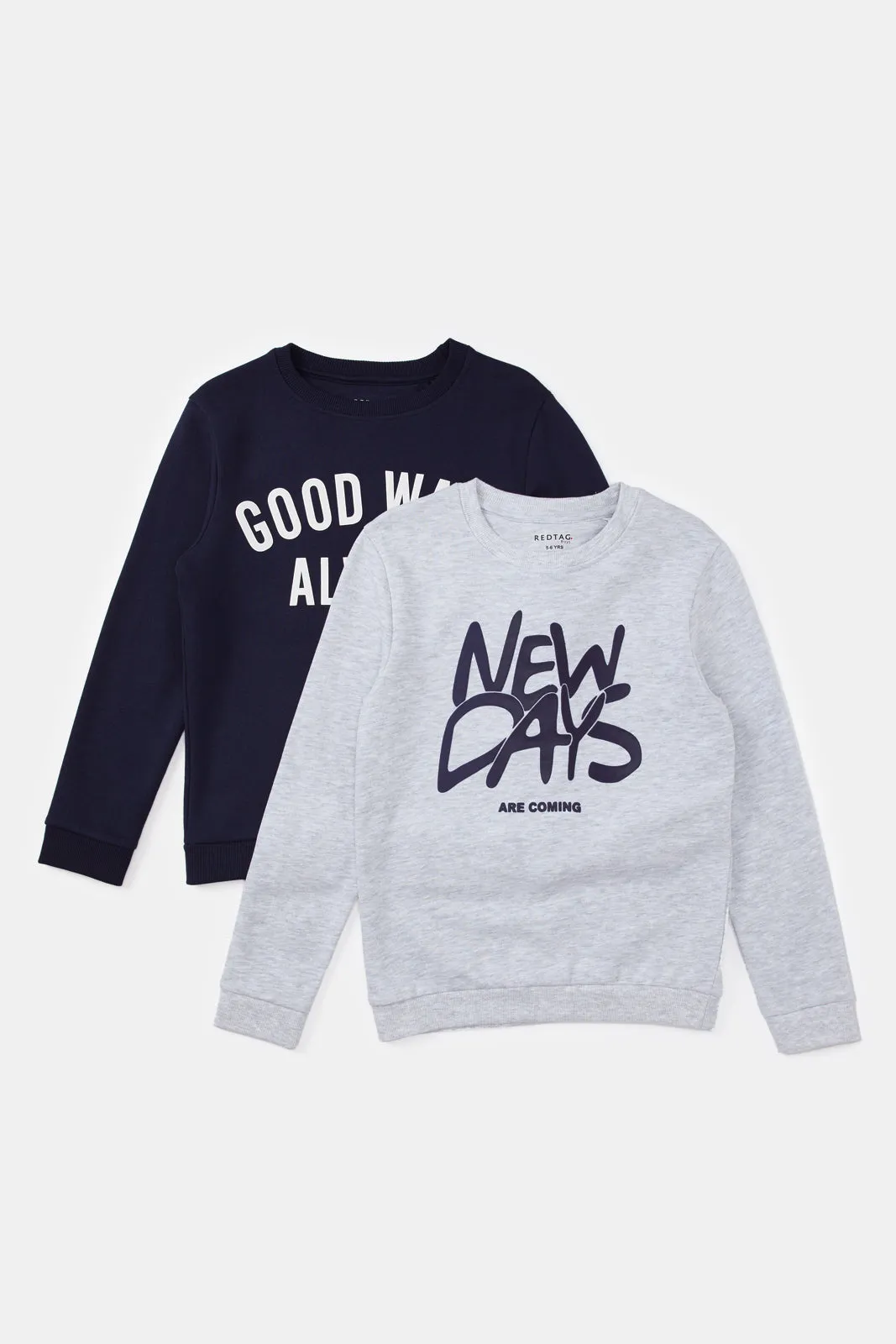 Boys Navy And Coral Sweatshirt Set (2 Piece)