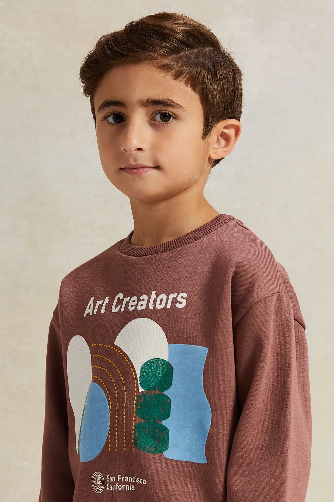 Boys Rust Oversize Embellished Sweatshirt