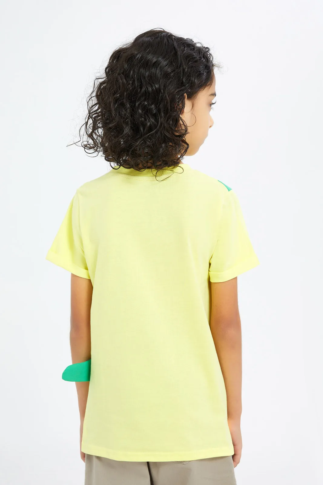 Boys Yellow Printed T-Shirt