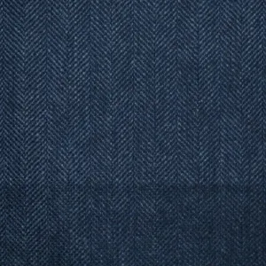 Bright Navy Blue Herringbone Wool, Cotton & Cashmere