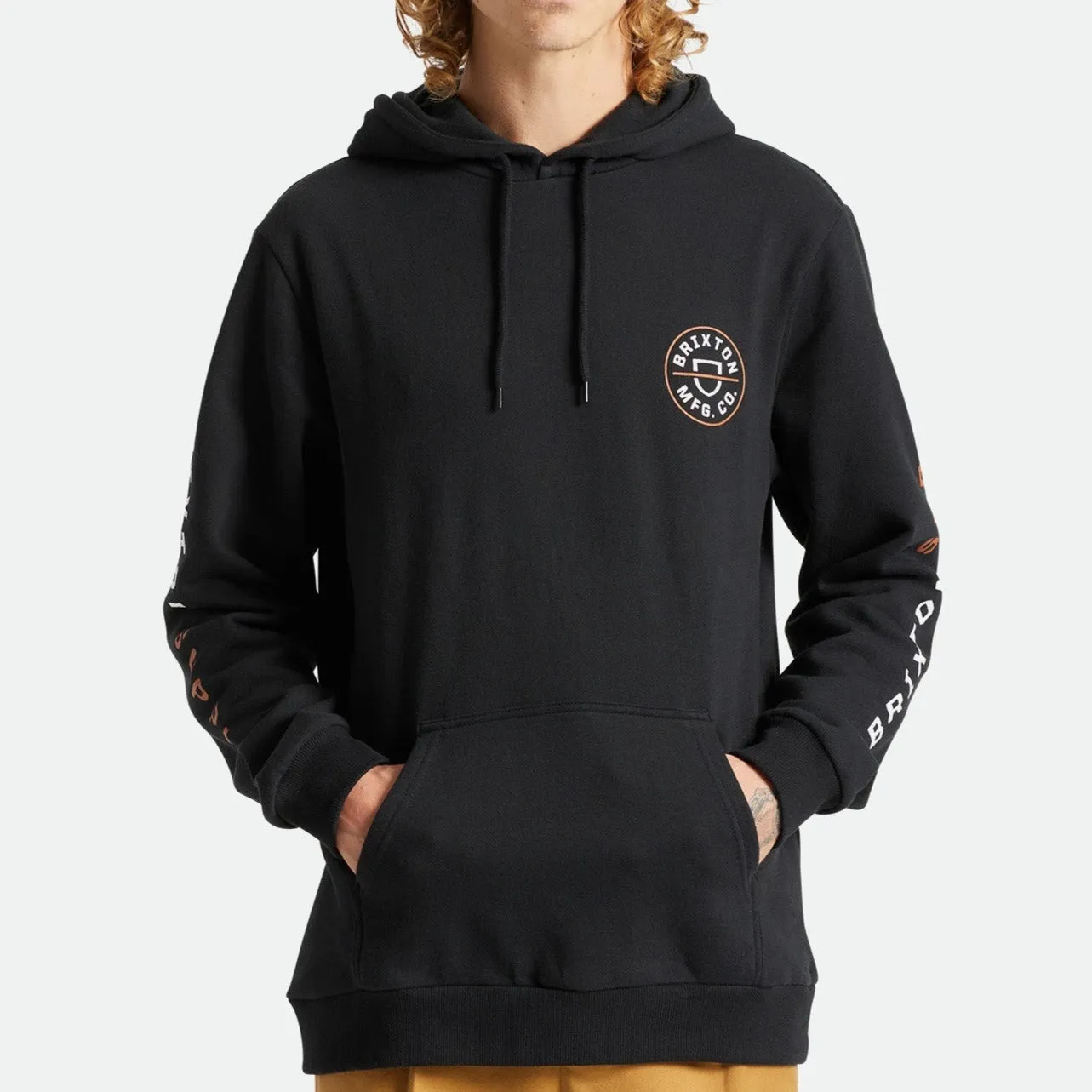 BRIXTON CREST HOOD BLACK/ANTELOPE/WHITE