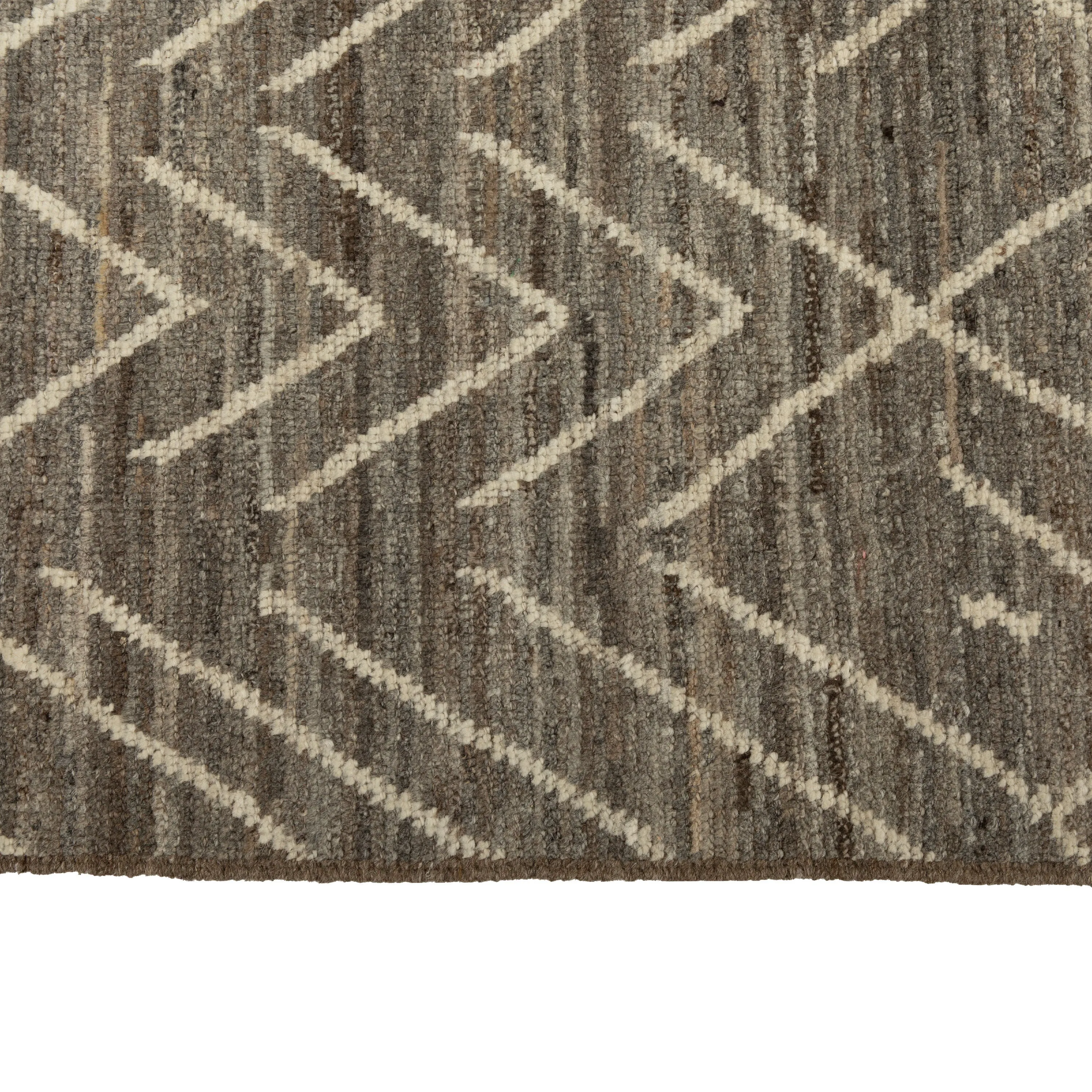 Brown Zameen Modern Wool Rug - 8'7" x 9'6"