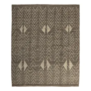 Brown Zameen Modern Wool Rug - 8'7" x 9'6"