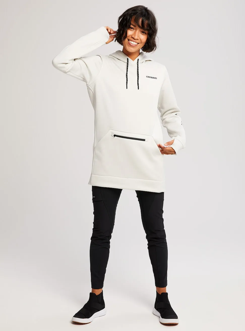 Burton Oak Long Pull Over Hoodie l Womens Stout White Heather