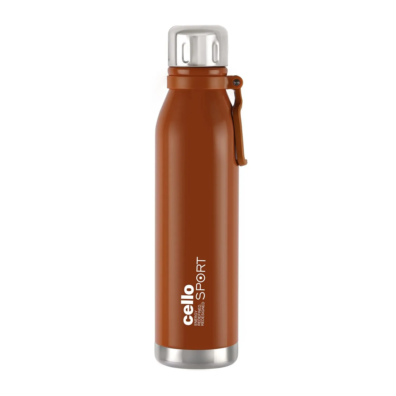 Cello Bentley Insulated Flask | Hot and Cold Stainless Steel Water Bottle | Double Walled Carry Flask for Travel, Home, Office, School | 800 ml, Orange