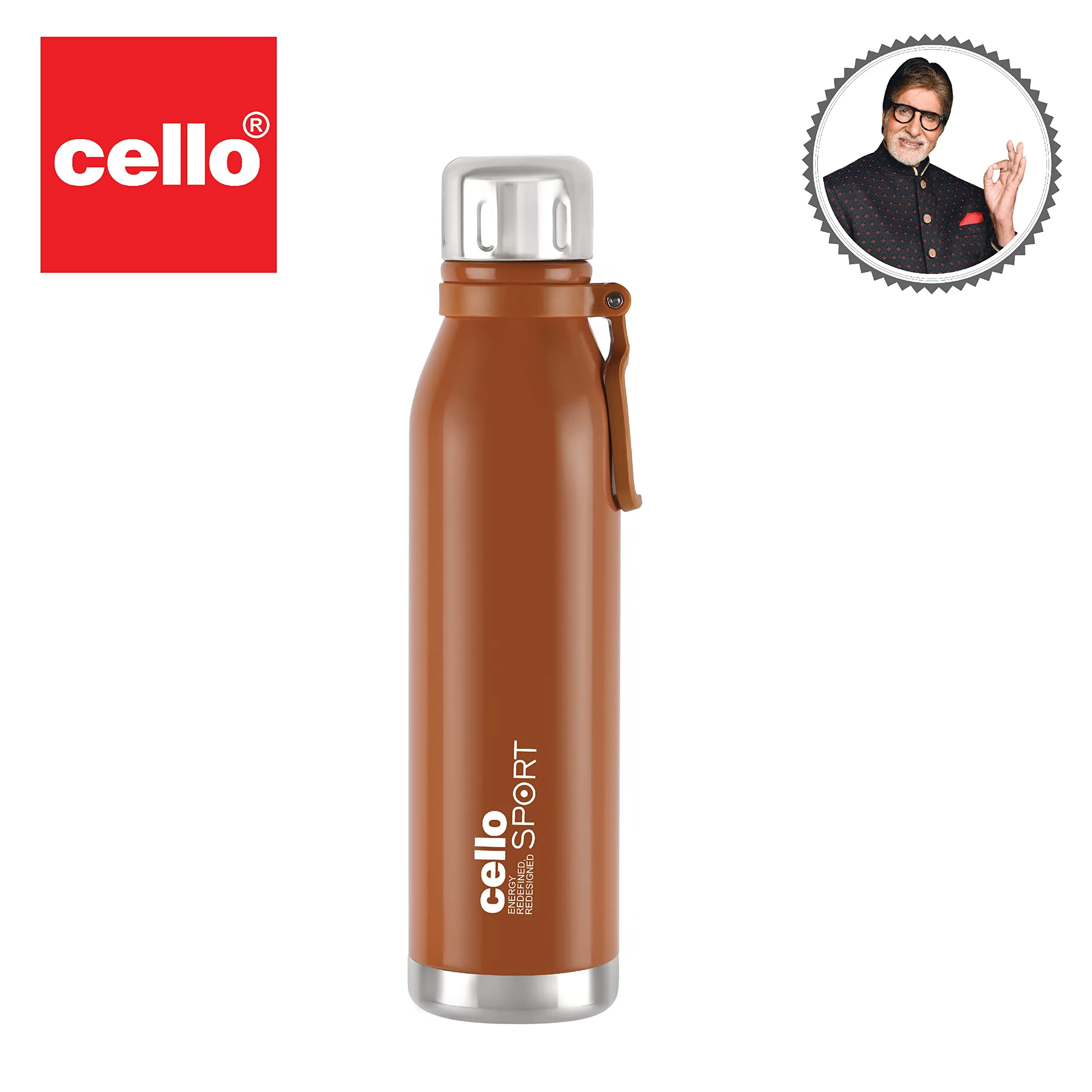 Cello Bentley Insulated Flask | Hot and Cold Stainless Steel Water Bottle | Double Walled Carry Flask for Travel, Home, Office, School | 800 ml, Orange