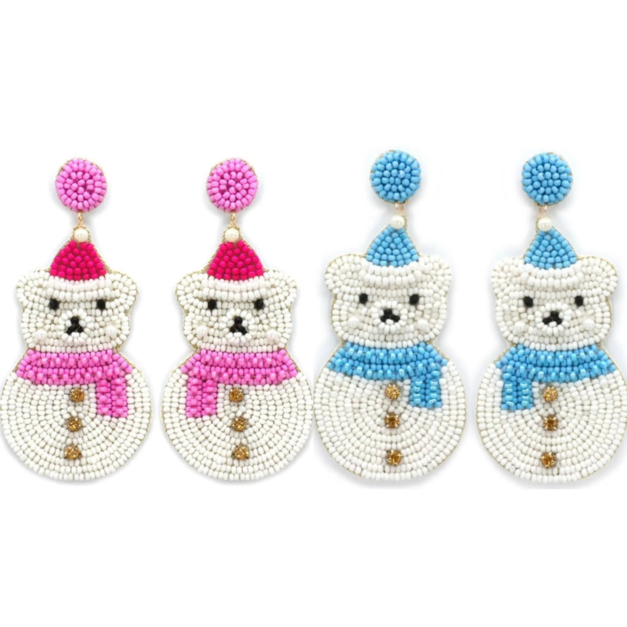 Christmas Snow Bear Beaded Earrings