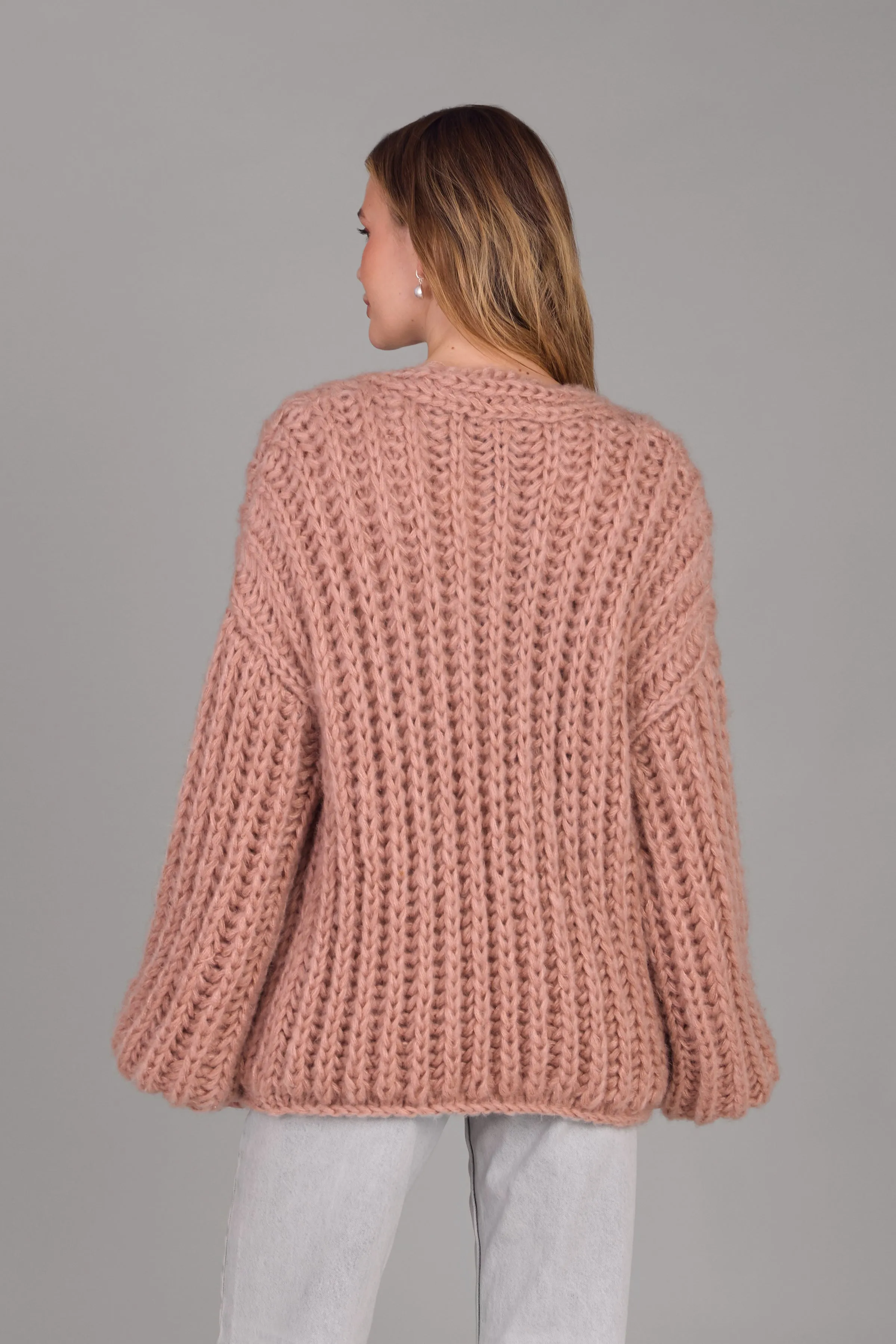 Chunky Oversized Cotton Wool Knit Cardigan