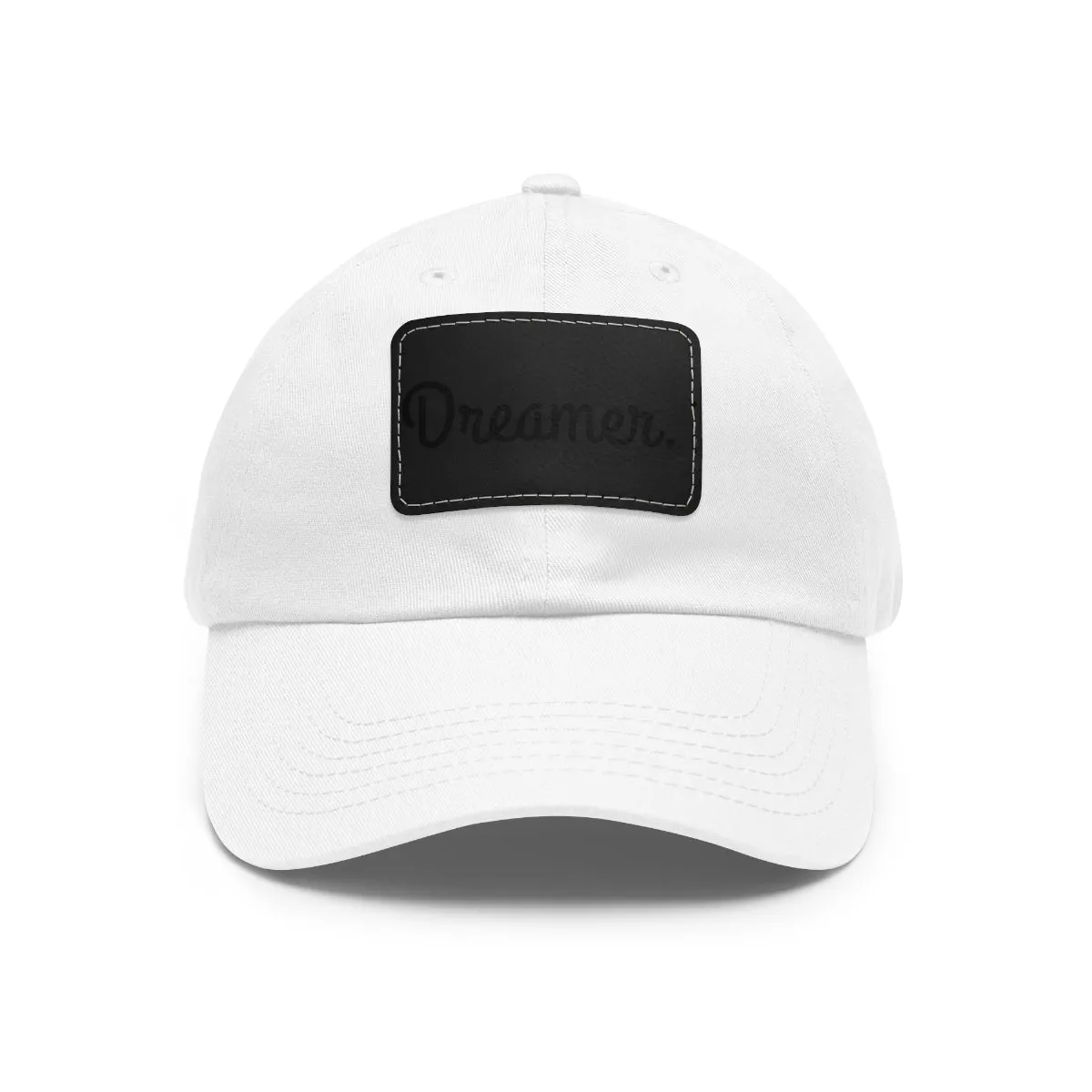 Dreamer. Black Text- Dad Hat with Leather Patch