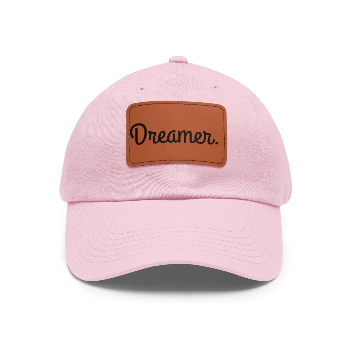 Dreamer. Black Text- Dad Hat with Leather Patch