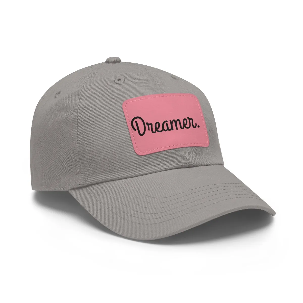 Dreamer. Black Text- Dad Hat with Leather Patch