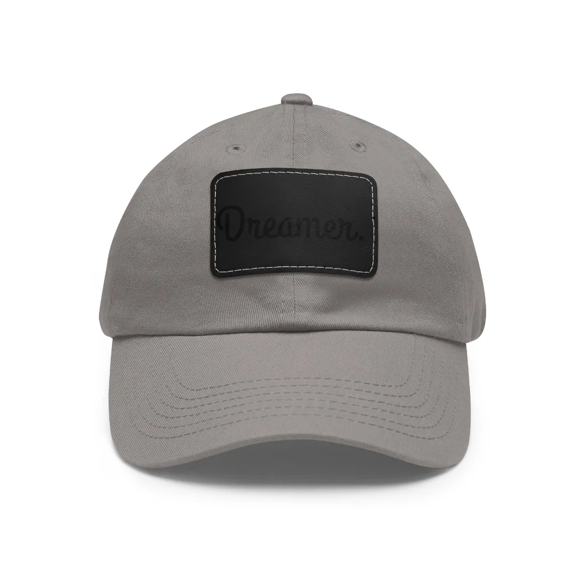 Dreamer. Black Text- Dad Hat with Leather Patch