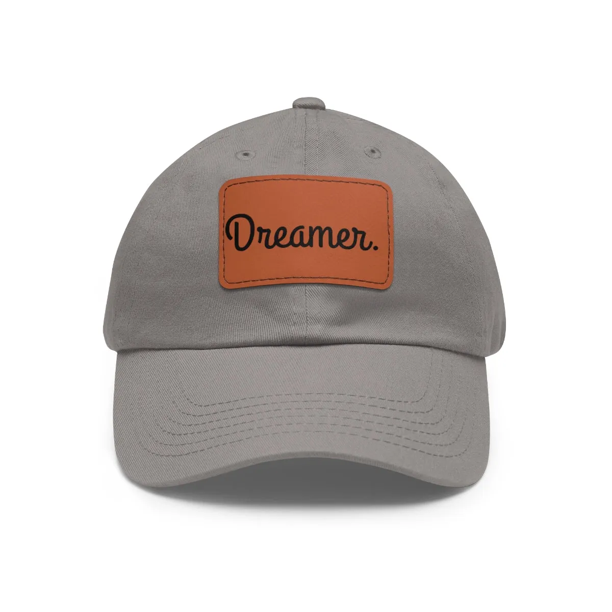 Dreamer. Black Text- Dad Hat with Leather Patch