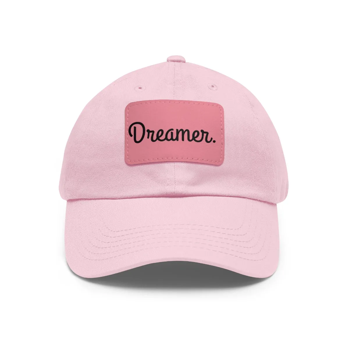 Dreamer. Black Text- Dad Hat with Leather Patch