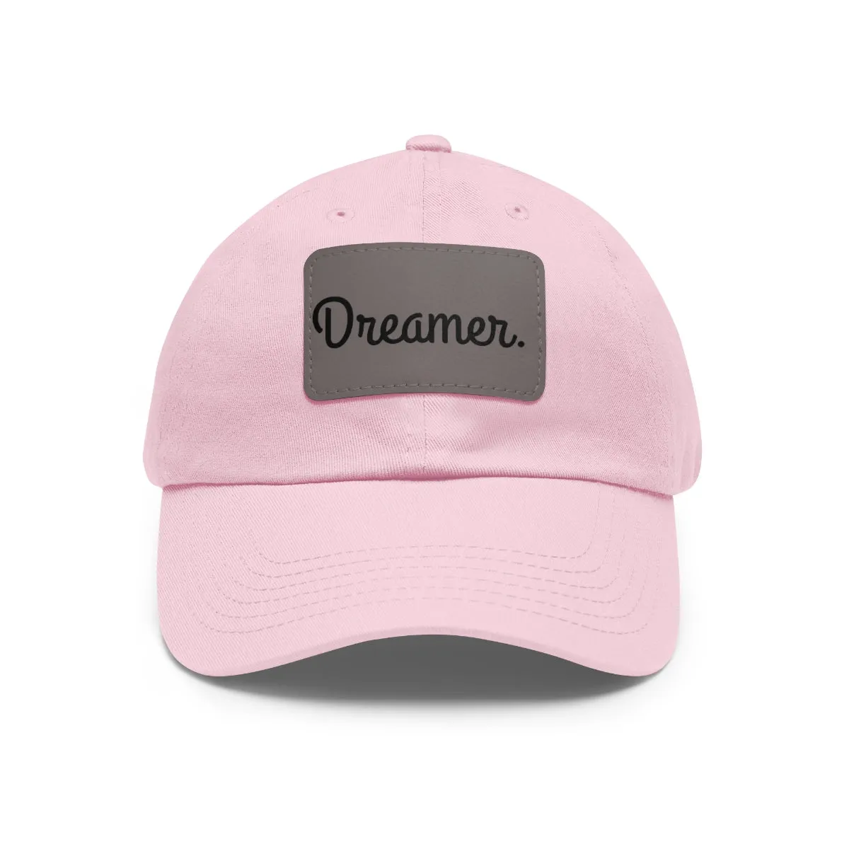 Dreamer. Black Text- Dad Hat with Leather Patch