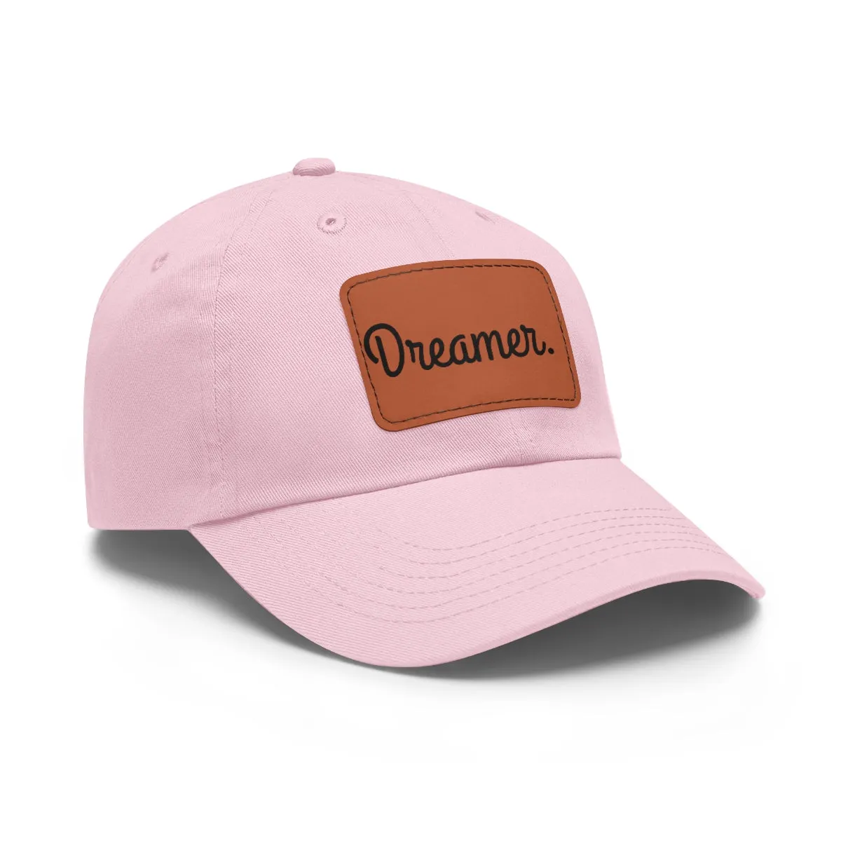 Dreamer. Black Text- Dad Hat with Leather Patch