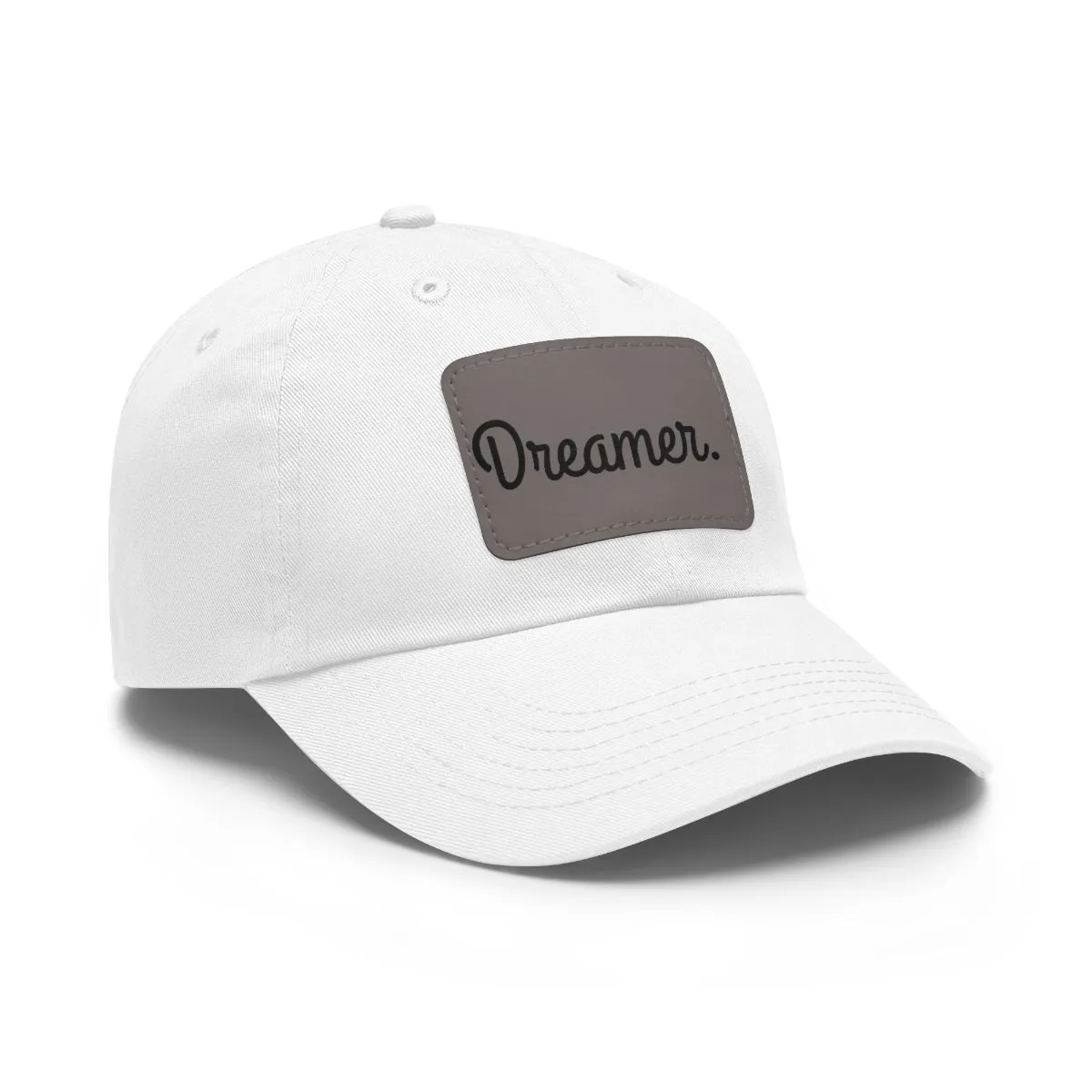 Dreamer. Black Text- Dad Hat with Leather Patch