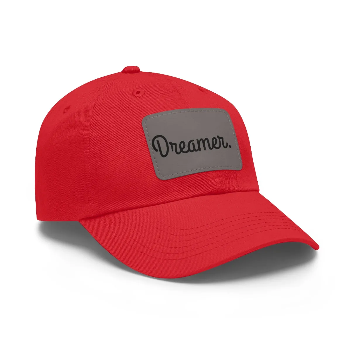 Dreamer. Black Text- Dad Hat with Leather Patch