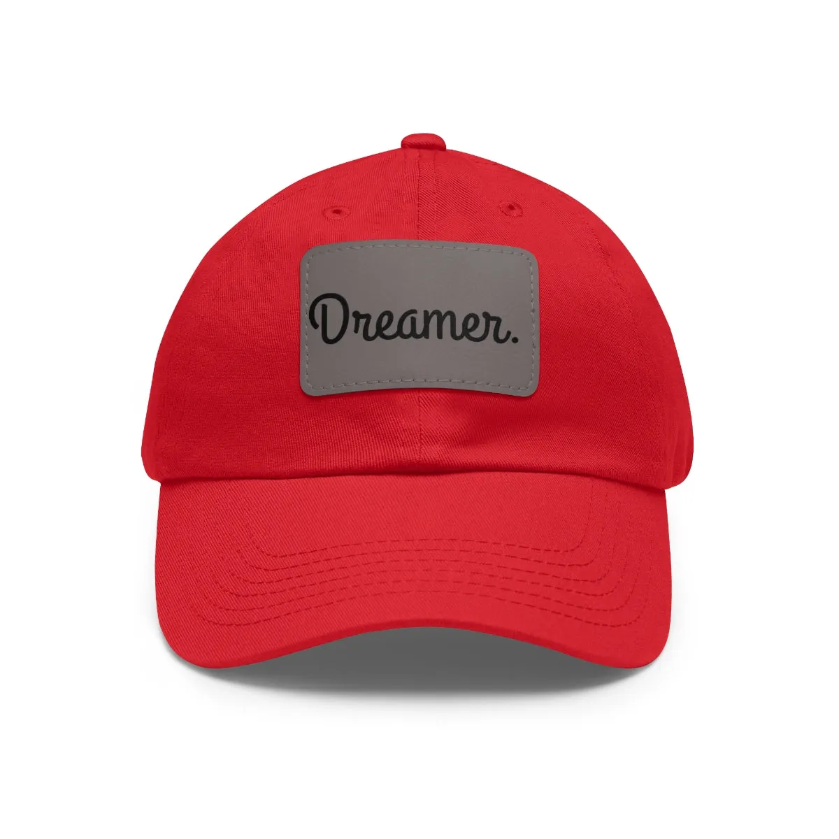 Dreamer. Black Text- Dad Hat with Leather Patch