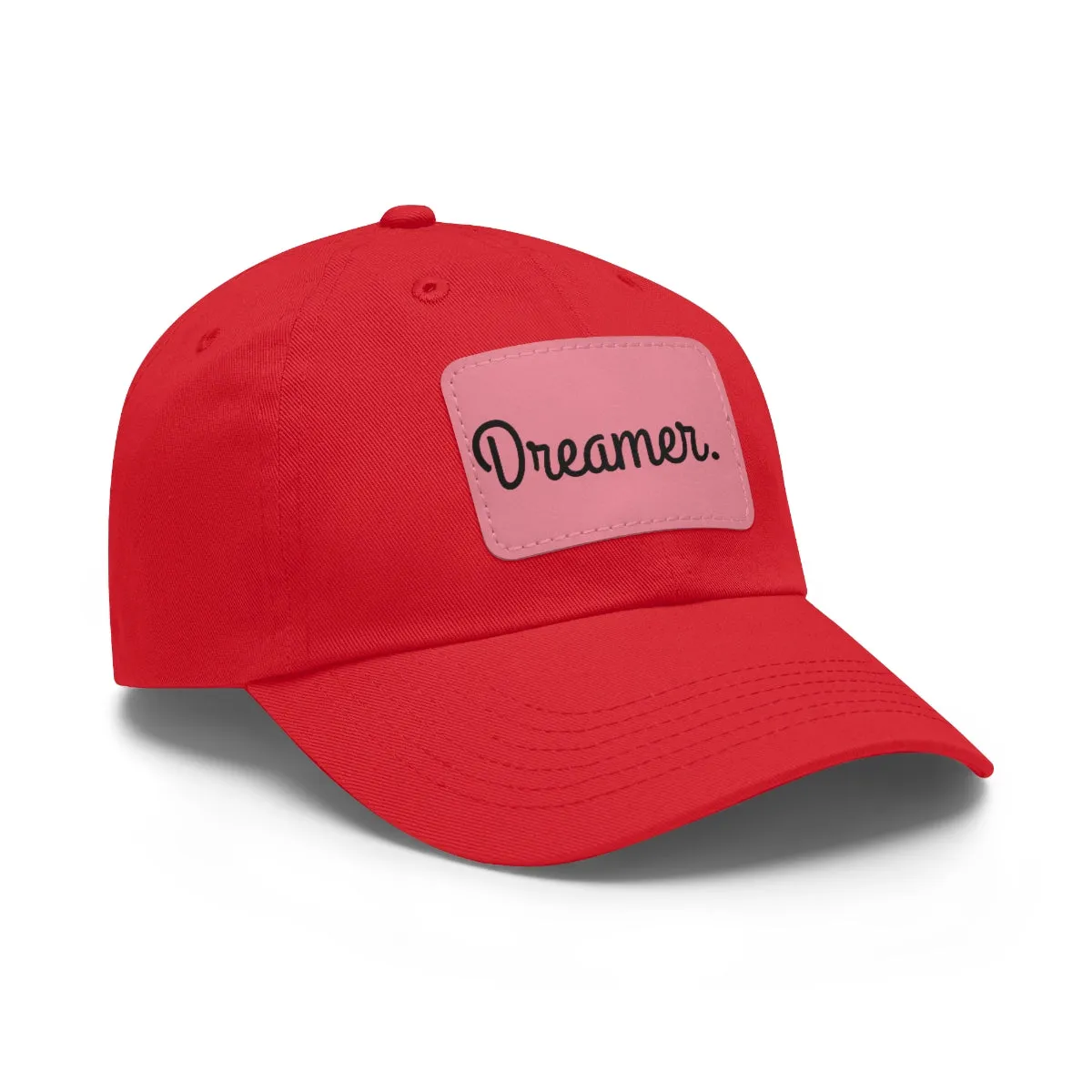 Dreamer. Black Text- Dad Hat with Leather Patch