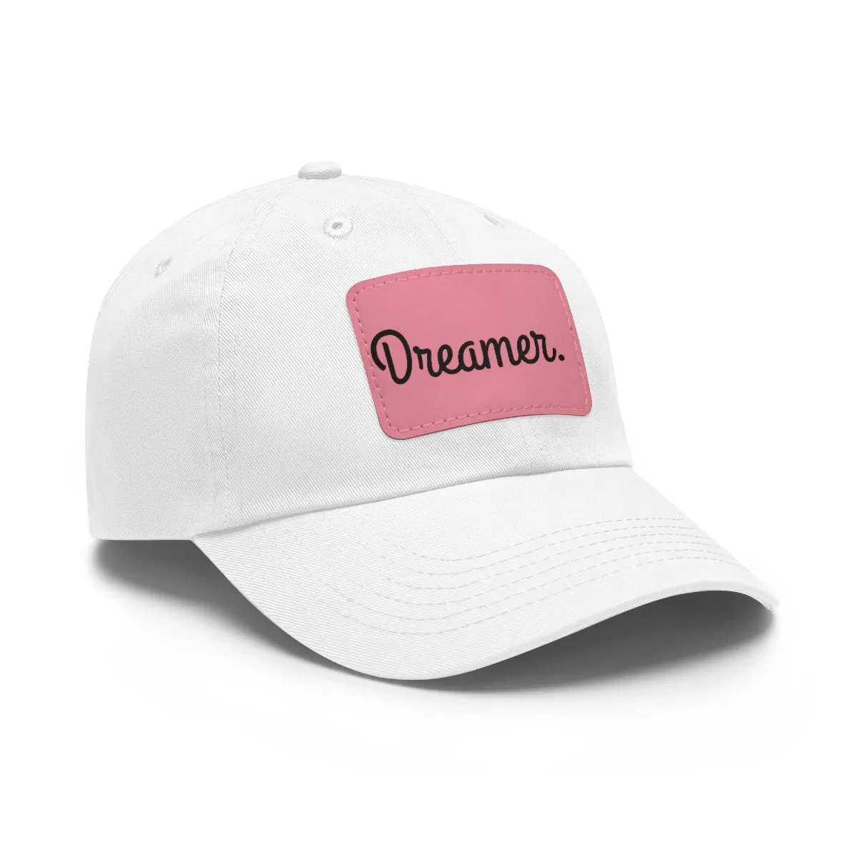 Dreamer. Black Text- Dad Hat with Leather Patch