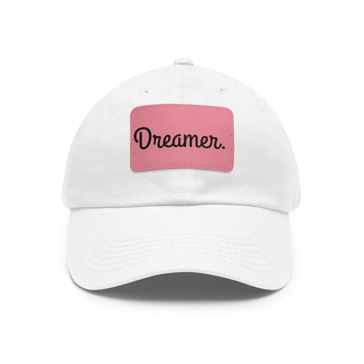 Dreamer. Black Text- Dad Hat with Leather Patch