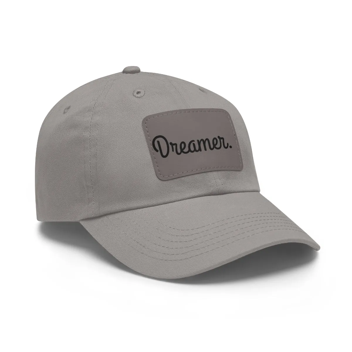 Dreamer. Black Text- Dad Hat with Leather Patch