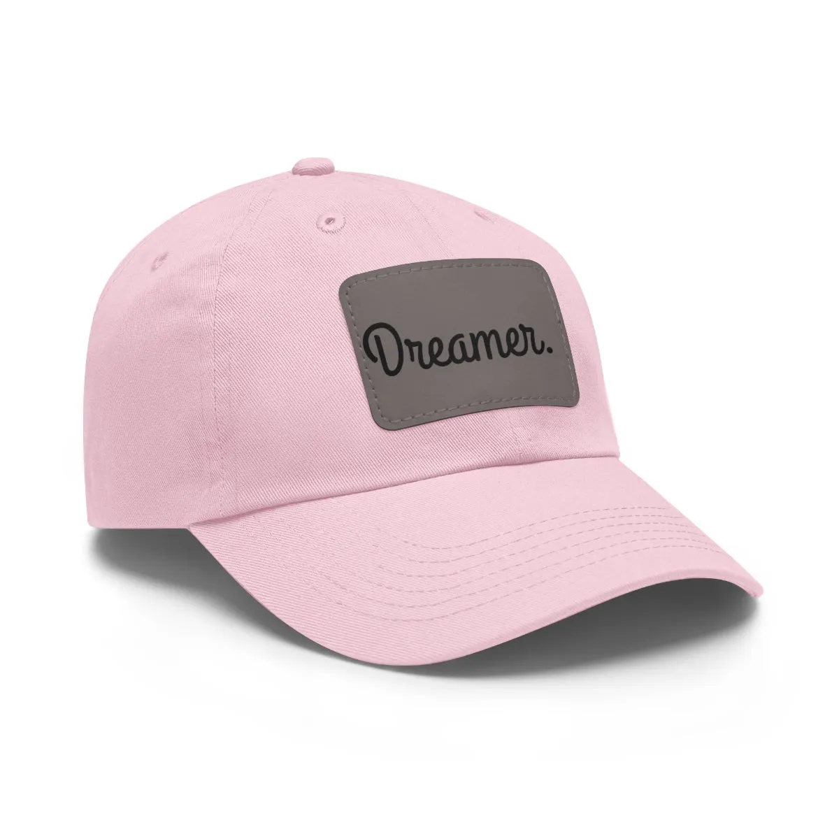 Dreamer. Black Text- Dad Hat with Leather Patch