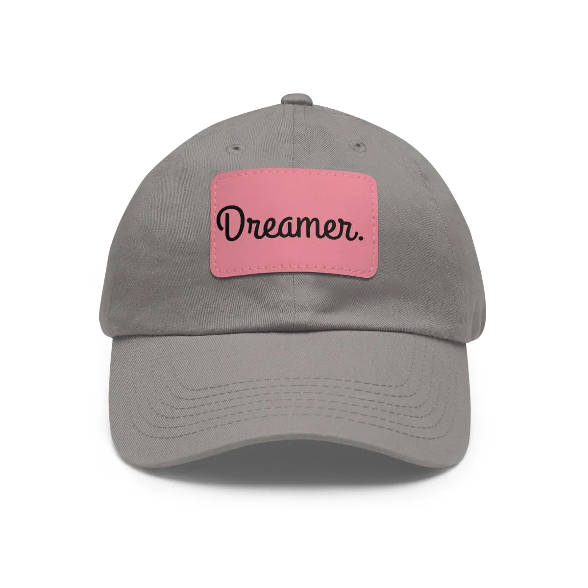 Dreamer. Black Text- Dad Hat with Leather Patch