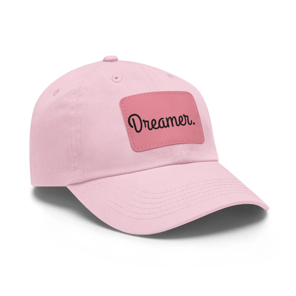 Dreamer. Black Text- Dad Hat with Leather Patch