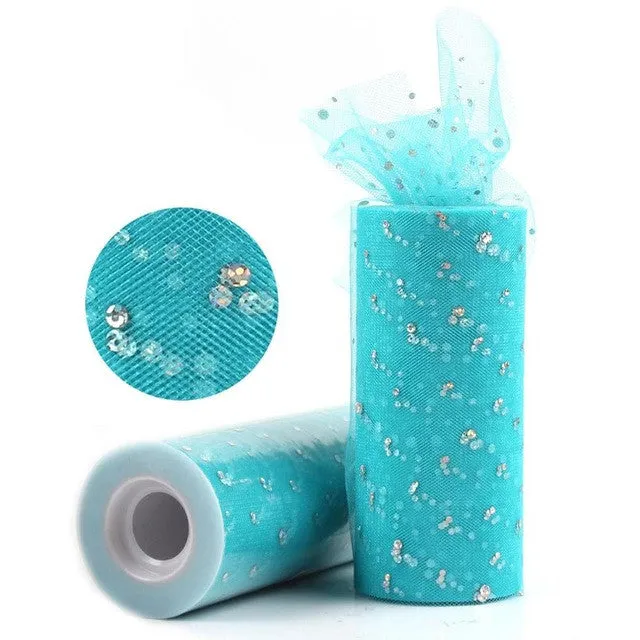 FENGRISE Fabric Patchwork 25yards Sewing Accessories Textile Sequin Tulle Roll Tutu Crafts Material Cheap Apparel Organza Cloth